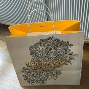L'Occitane White Floral Shopping Bag